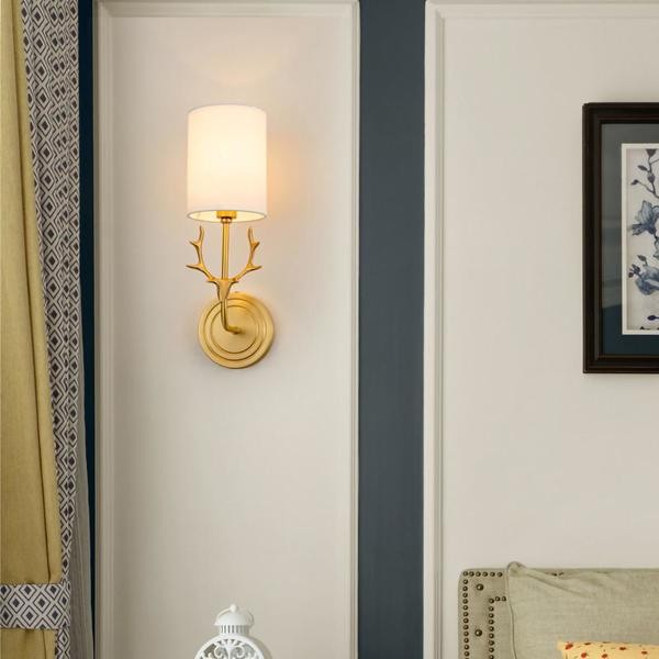 Brass Deer Head Wall Light