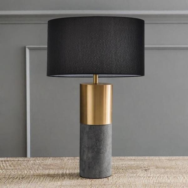 Concrete cylinder table lamp