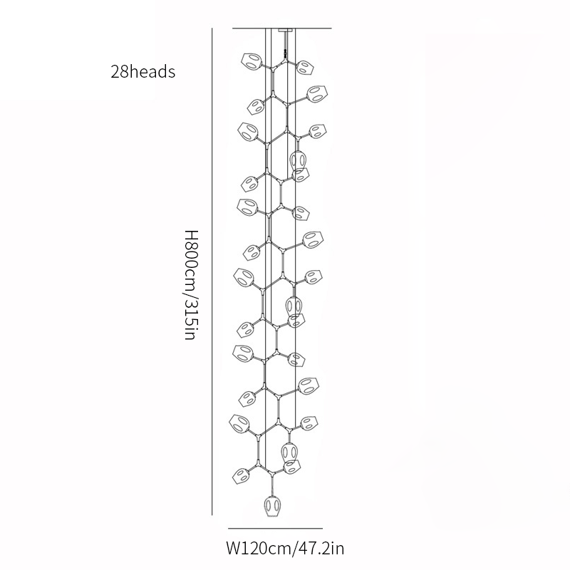 Branching bubble chandelier