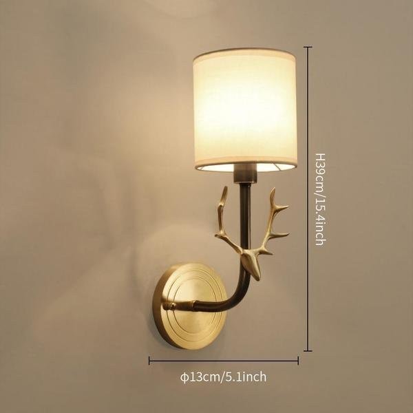 Brass Deer Head Wall Light