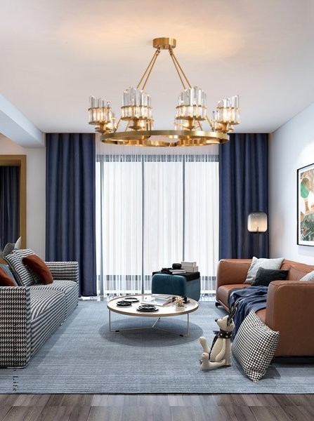 Brass/Crystal Chandelier