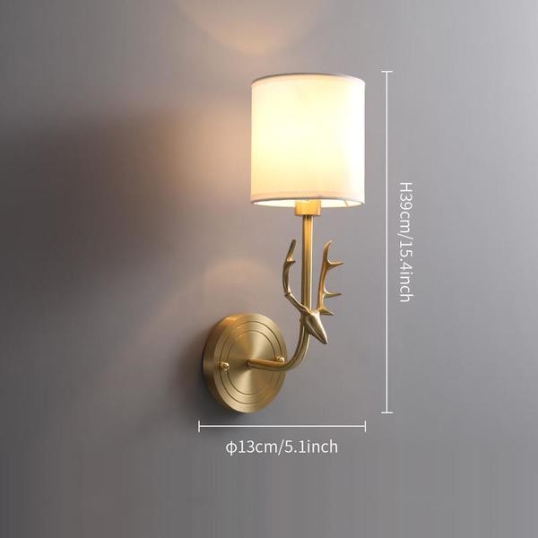 Brass Deer Head Wall Light