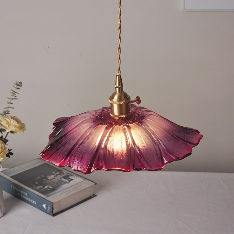 Retro Lotus Creative Glass Pendant Lamp