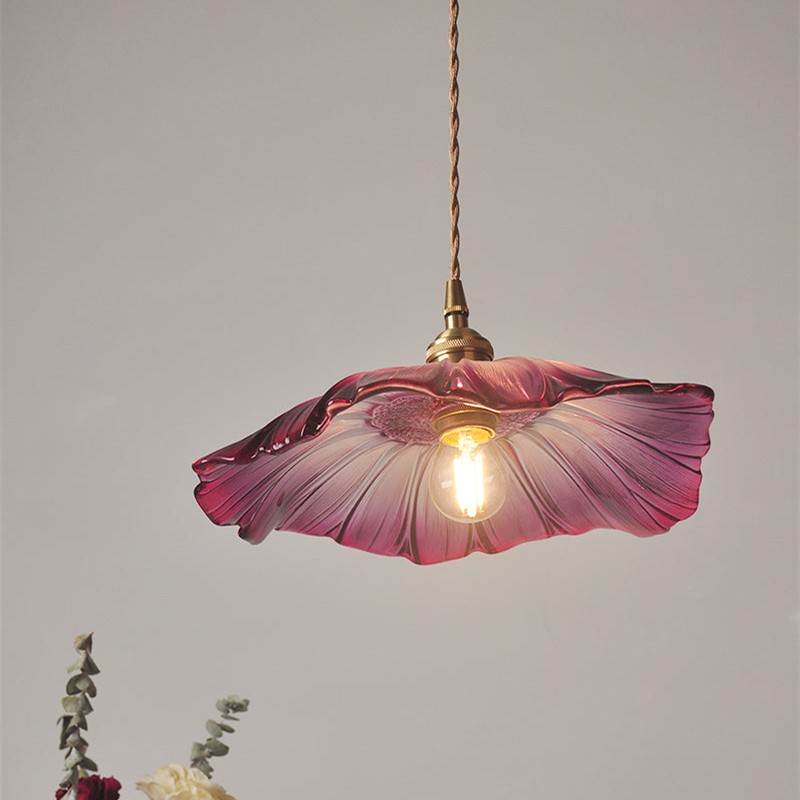 Retro Lotus Creative Glass Pendant Lamp