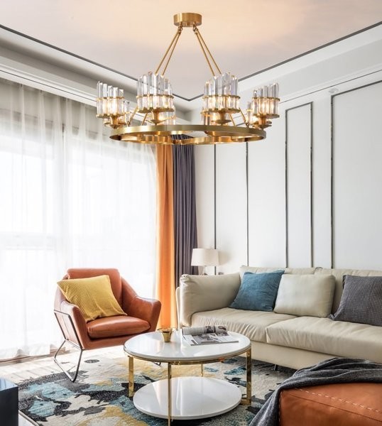 Brass/Crystal Chandelier