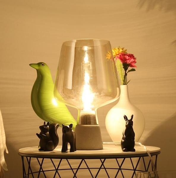 Leimu Glass Table Lamp|Cement Desk Light
