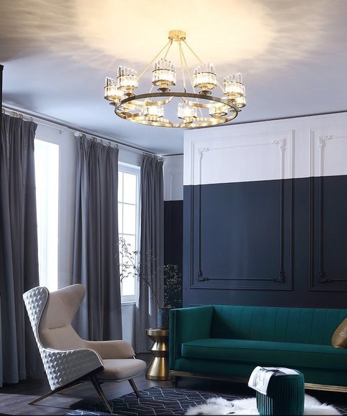 Brass/Crystal Chandelier