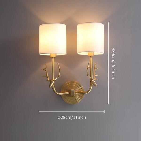 Brass Deer Head Wall Light